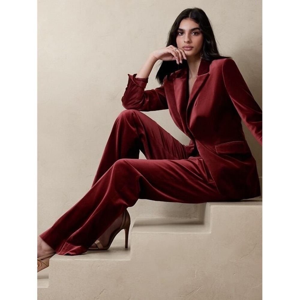 Banana Republic High Rise Velvet Bootcut Pants Spiced Rum Burgundy Red Size 16